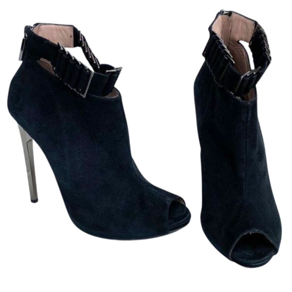 Hervé Léger Willow Suede Metal Strap Booties 37